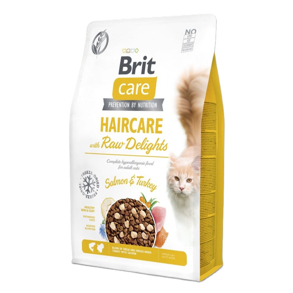 Сухой корм для кошек Brit Care Haircare Raw Delights 2 кг - лосось и индейка Сухой корм для кошек Brit Care Haircare Raw Delights 2 кг - лосось и индейка