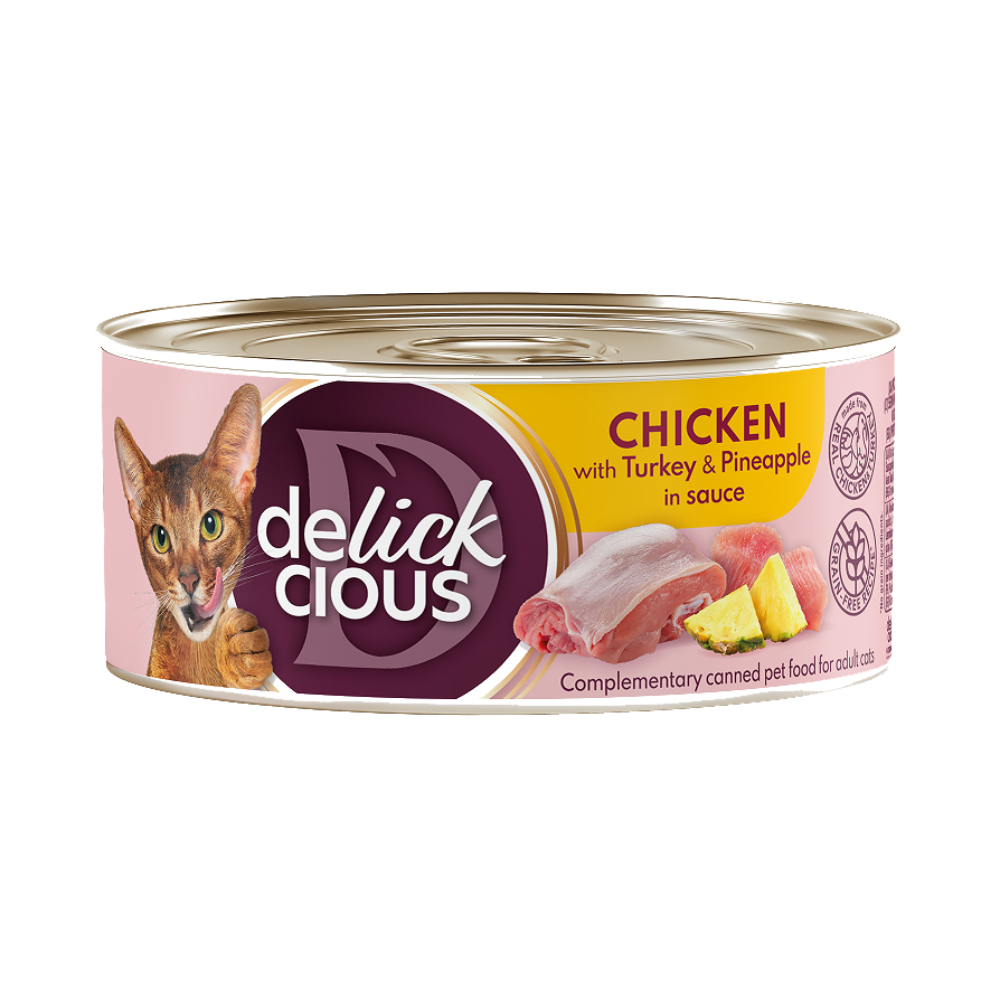 Влажный корм для кошек Delickcious Adult 85 г - индейка и ананас Влажный корм для кошек Delickcious Adult 85 г - индейка и ананас