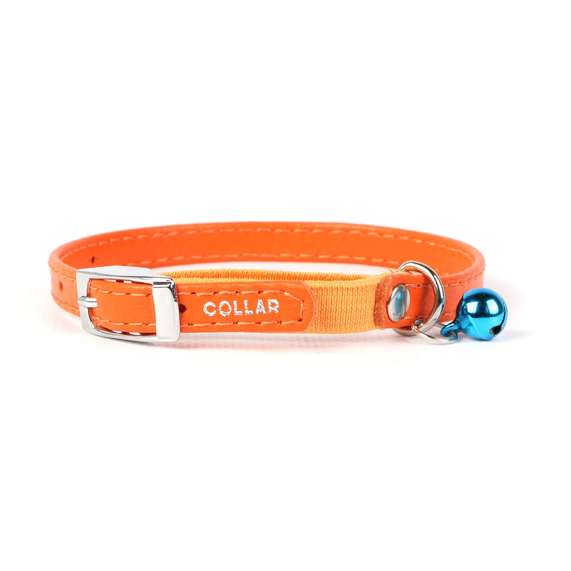 Ошейник Collar кожаный с резинкой «Glamour» (Гламур) 22-30 см / 9 (оранжевый)