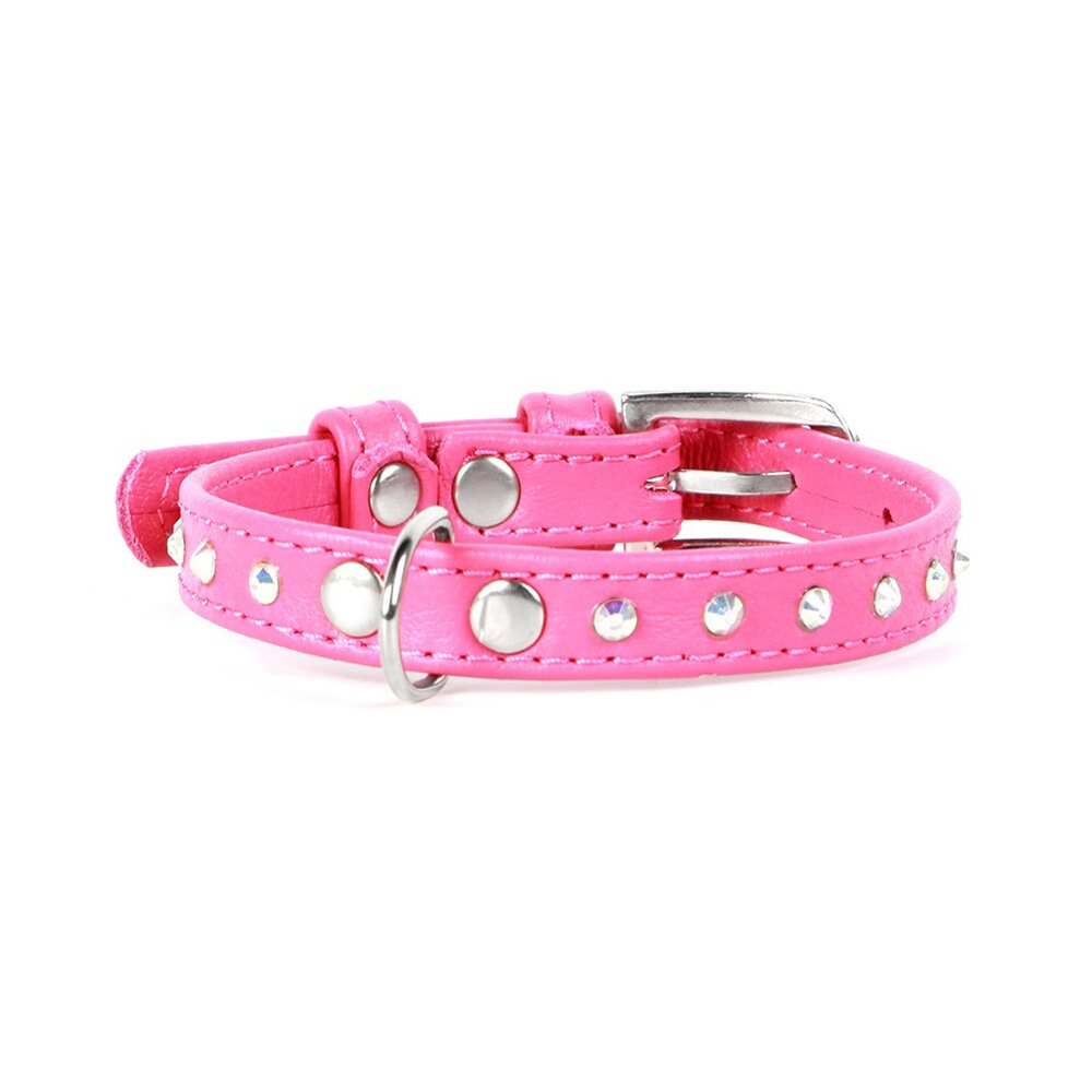 Ошейник Collar кожаный со стразами «Glamour» (Гламур) 21-29 см / 12 мм (розовый) Ошейник Collar кожаный со стразами «Glamour» (Гламур) 21-29 см / 12 мм (розовый)