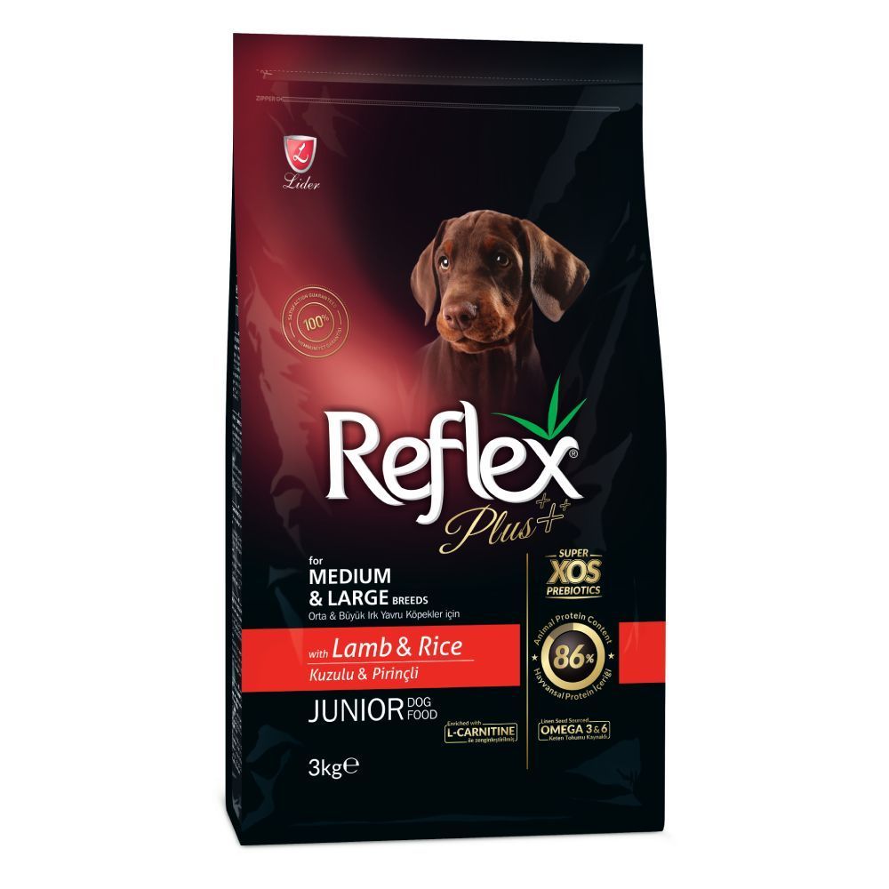 Сухий корм для цуценят Reflex Plus Junior Medium Large Breeds 3 кг - ягня та рис Сухий корм для цуценят Reflex Plus Junior Medium Large Breeds 3 кг - ягня та рис