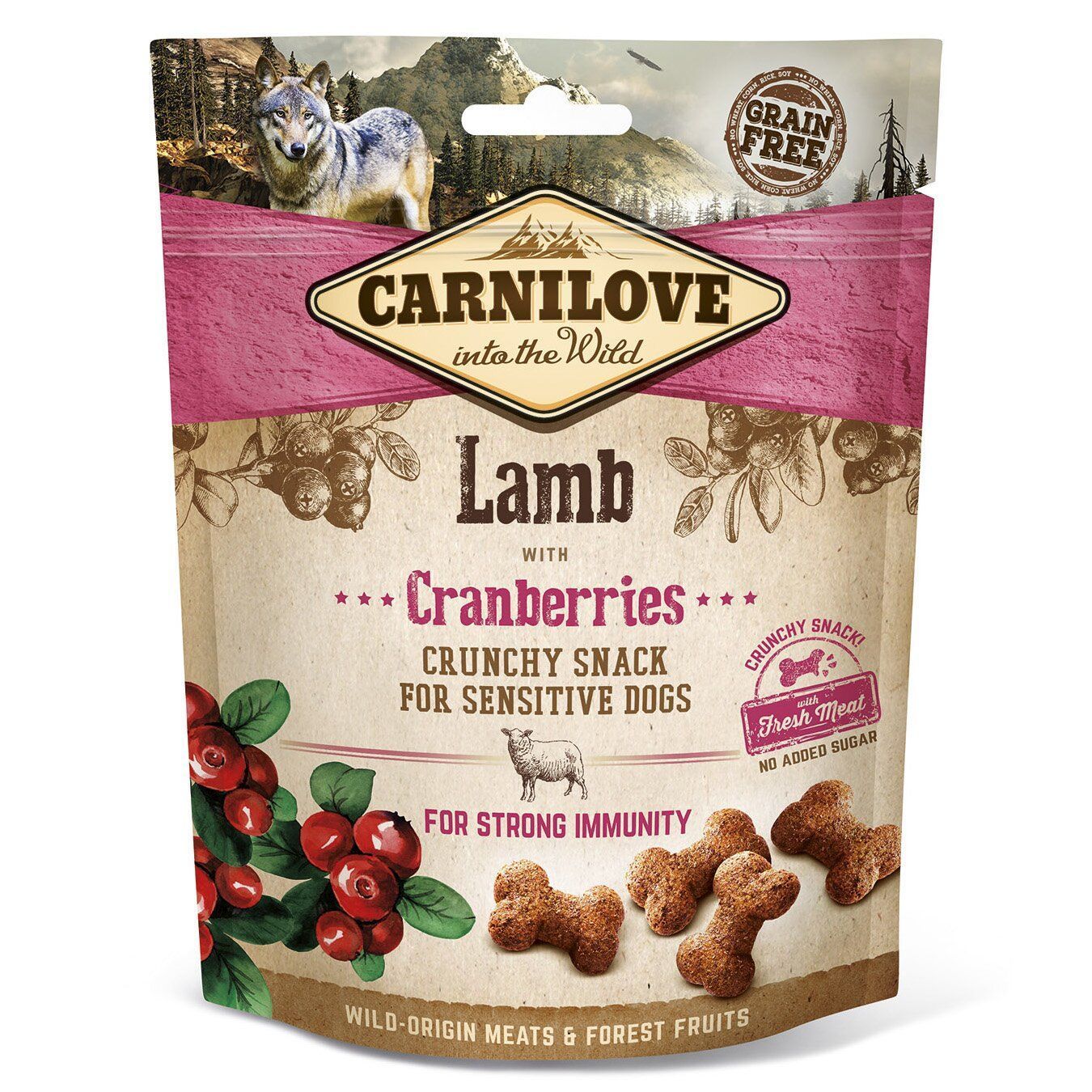 Carnilove Crunchy Snack лакомство для собак 200 г - ягненок и клюква