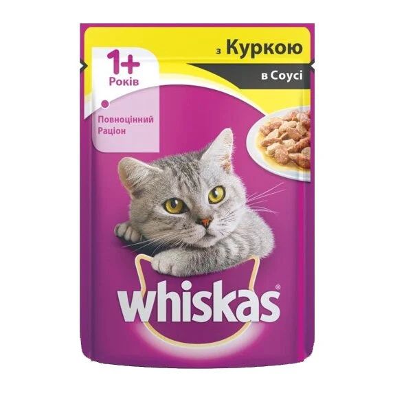 Влажный корм для кошек Whiskas 100 г - курица в соусе