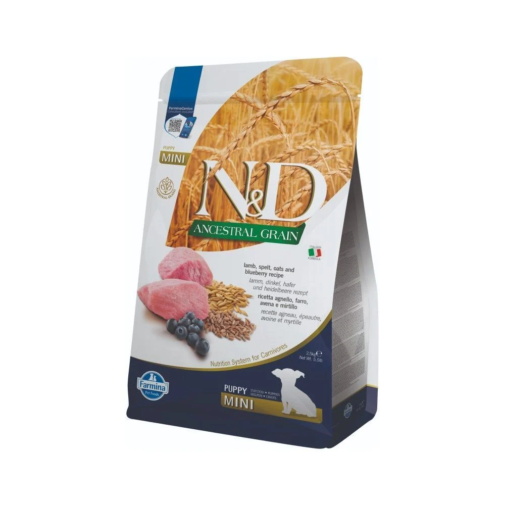 Сухий корм для цуценят Farmina N&D Low Grain Puppy Mini 2,5 кг - ягня та чорниця