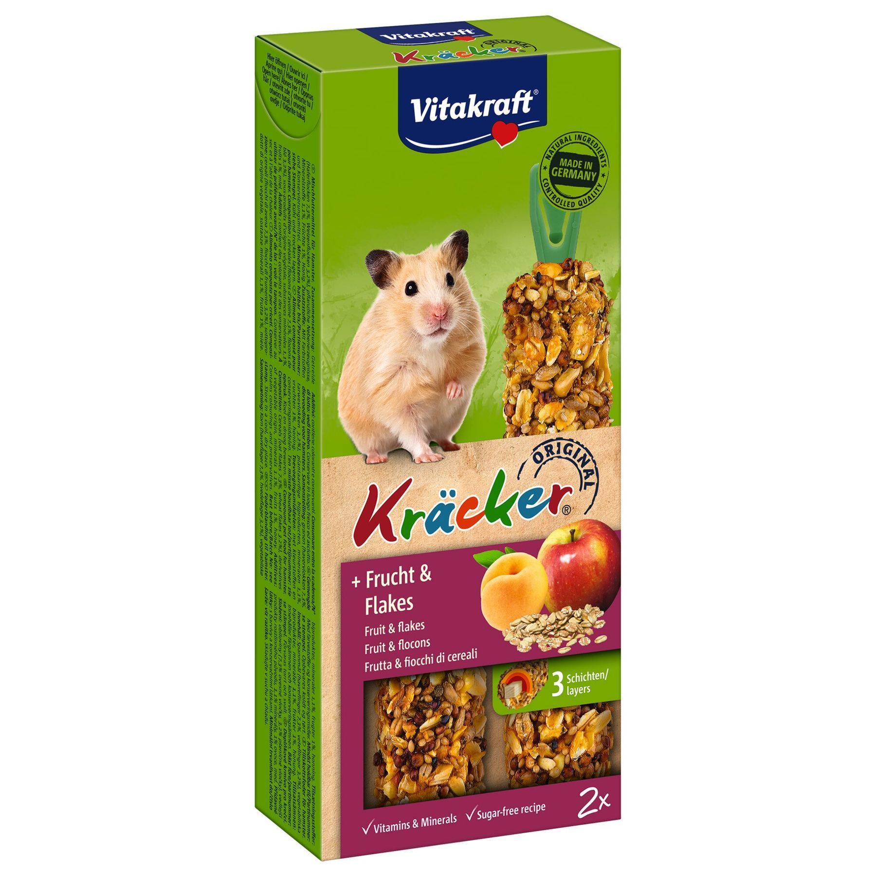 Лакомства для хомяков Vitakraft Kracker Original 2 шт. по 56 г — фрукты и хлопья Лакомства для хомяков Vitakraft Kracker Original 2 шт. по 56 г — фрукты и хлопья