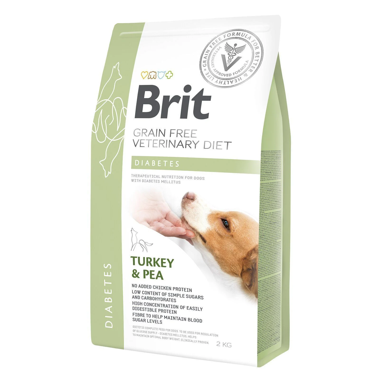 Сухой корм для собак Brit GF Veterinary Diet Diabetes 2 кг - индейка и горох