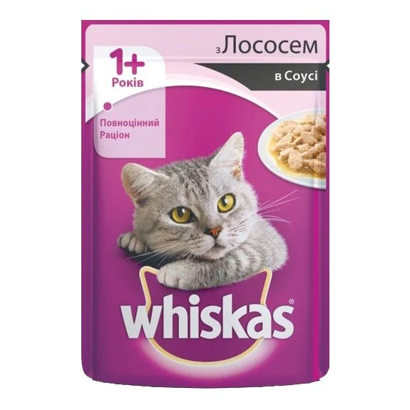 Влажный корм для кошек Whiskas 100 г - лосось в соусе