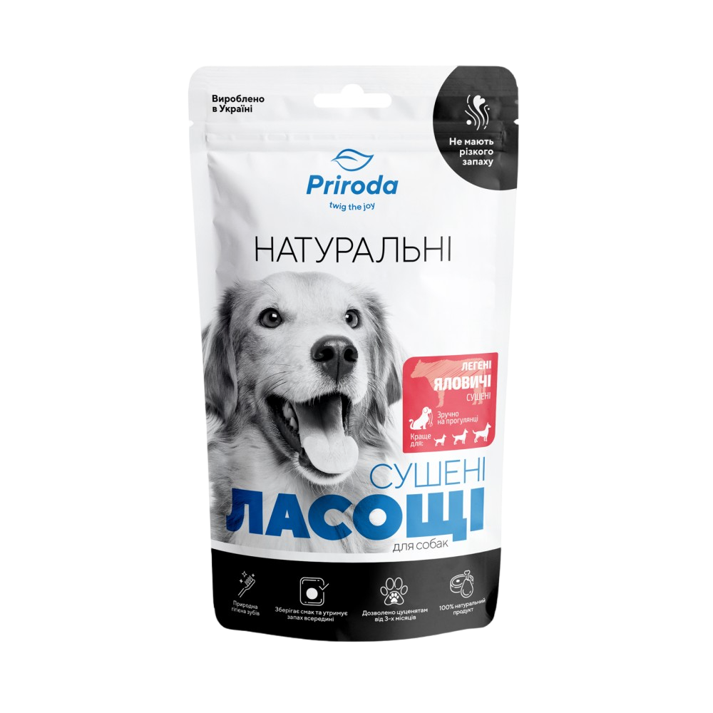 Лакомство для собак Priroda 50 г - легкие говяжьи Лакомство для собак Priroda 50 г - легкие говяжьи