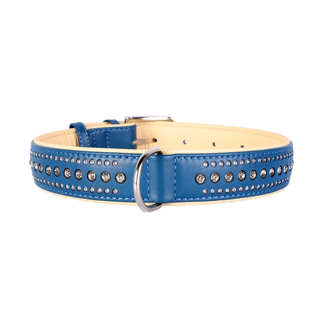 Ошейник Collar кожаный со стразами в три ряда «Brilliance» (Бриллианс) 46-60 см / 35 мм (синий) Ошейник Collar кожаный со стразами в три ряда «Brilliance» (Бриллианс) 46-60 см / 35 мм (синий)