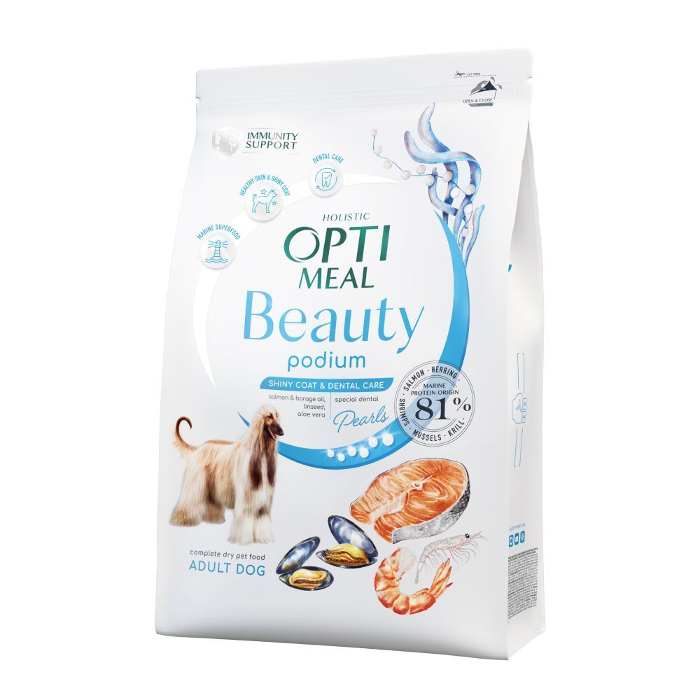 Сухий корм для собак Optimeal Beauty Podium Shiny Coat & Dental Care 1,5 кг - морепродукти Сухий корм для собак Optimeal Beauty Podium Shiny Coat & Dental Care 1,5 кг - морепродукти