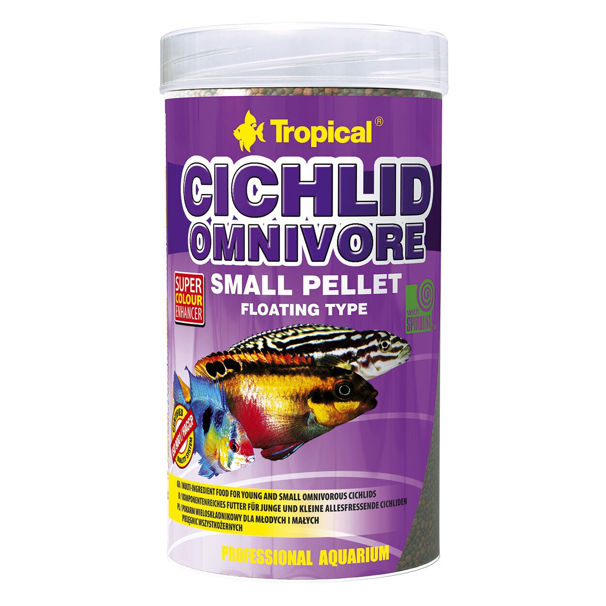 Сухой корм для аквариумных рыб Tropical в гранулах «Cichlid Omnivore Small Pellet» 250 мл (для всех цихлид)
