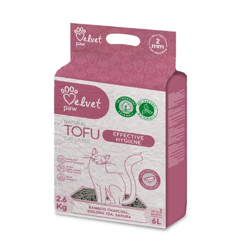Velvet Paw TOFU Effective Hygiene наповнювач для котячого туалету 6 л - чай улун та сакура Velvet Paw TOFU Effective Hygiene наповнювач для котячого туалету 6 л - чай улун та сакура