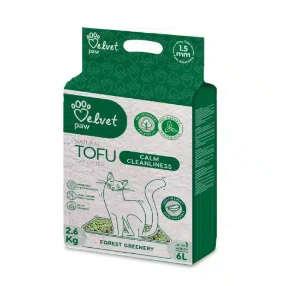 Velvet Paw TOFU Calm Cleanliness наповнювач для котячого туалету 6 л - лісова зелень Velvet Paw TOFU Calm Cleanliness наповнювач для котячого туалету 6 л - лісова зелень