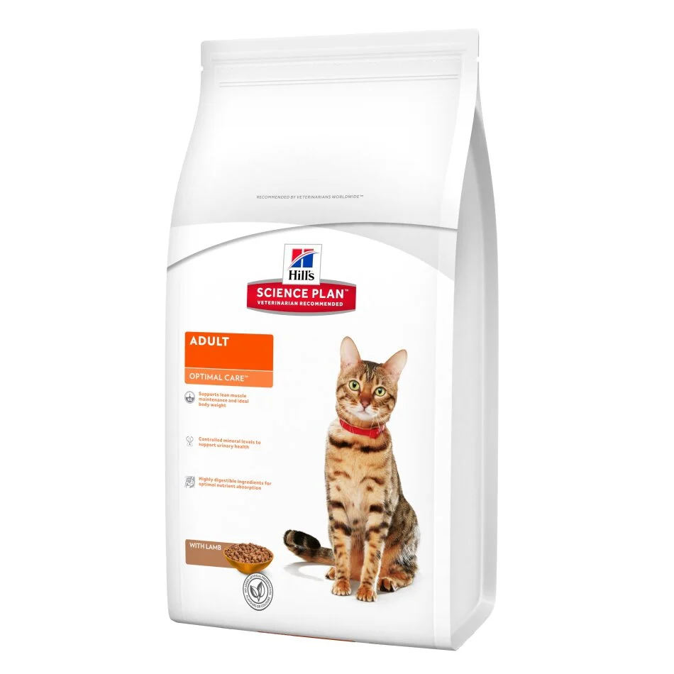 Сухой корм для взрослых кошек Hills Science Plan Feline Adult Optimal Care 10 кг - ягненок Сухой корм для взрослых кошек Hills Science Plan Feline Adult Optimal Care 10 кг - ягненок