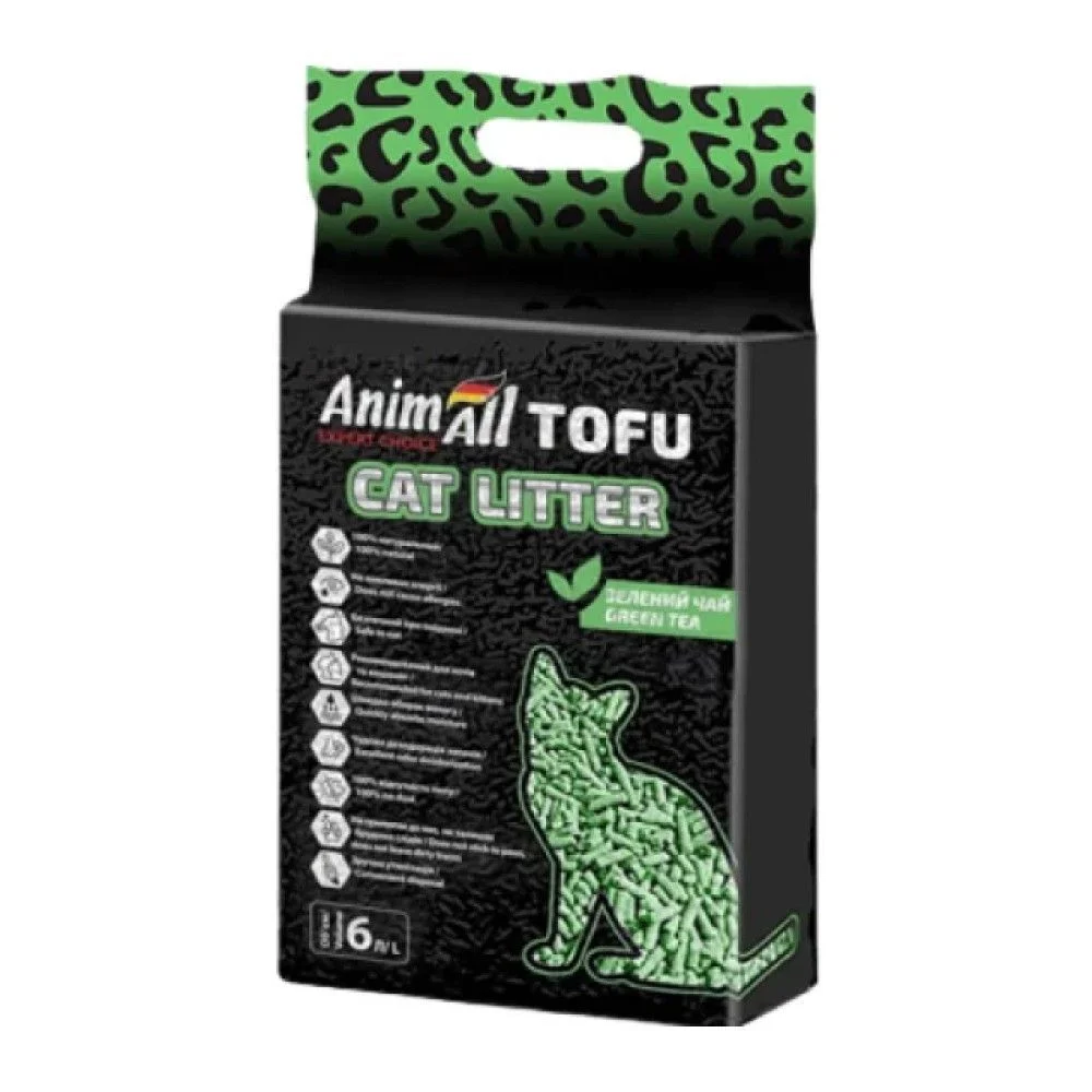 Наповнювач соєвий для котячого туалету AnimAll Tofu 6 л - зелений чай