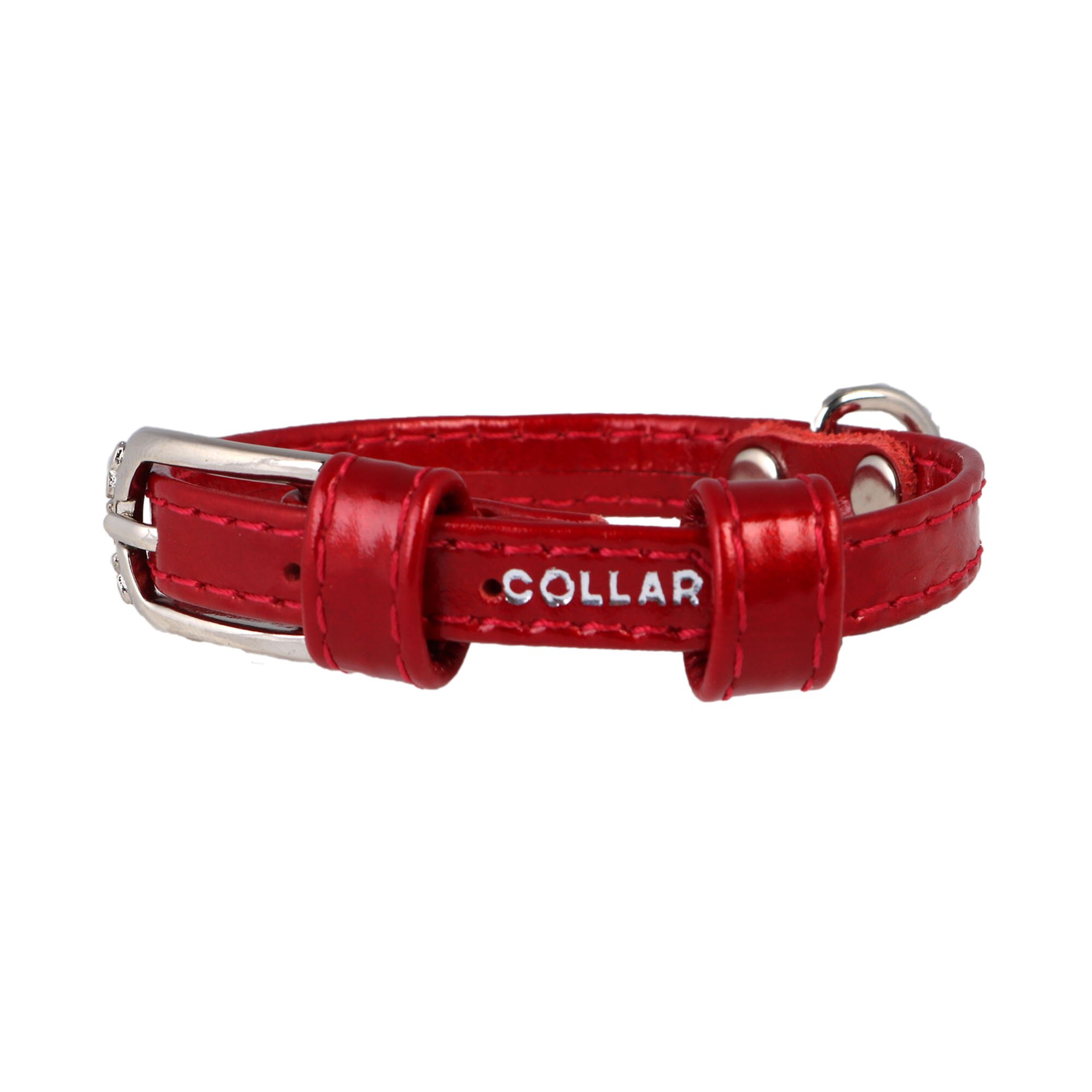 Ошейник Collar кожаный лакированный «Brilliance» (Бриллианс) 18-21 см / 9 мм (красный, синий)