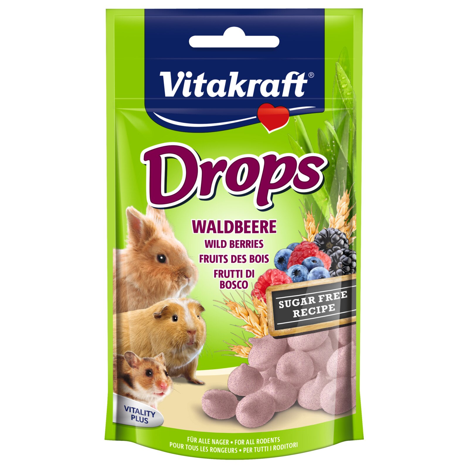 Лакомства для грызунов Vitakraft «Drops Wild Berries» 75 г (лесные ягоды) Лакомства для грызунов Vitakraft «Drops Wild Berries» 75 г (лесные ягоды)