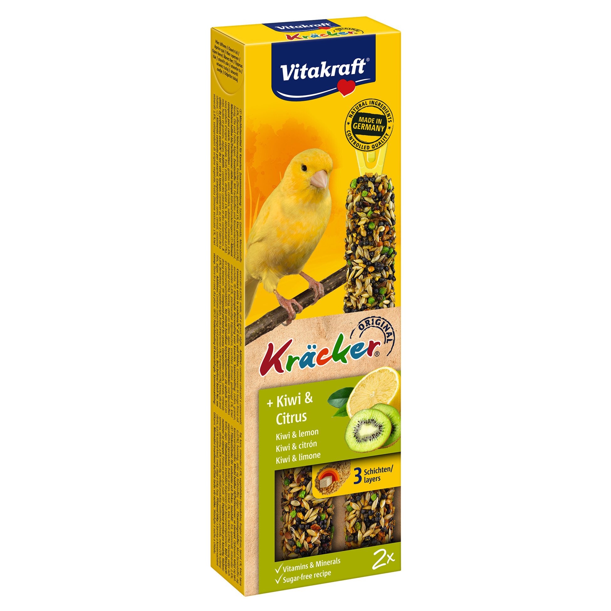 Ласощі для канарок Vitakraft «Kracker Original + Kiwi & Citrus» 60 г / 2 шт. (ківі та лимон)