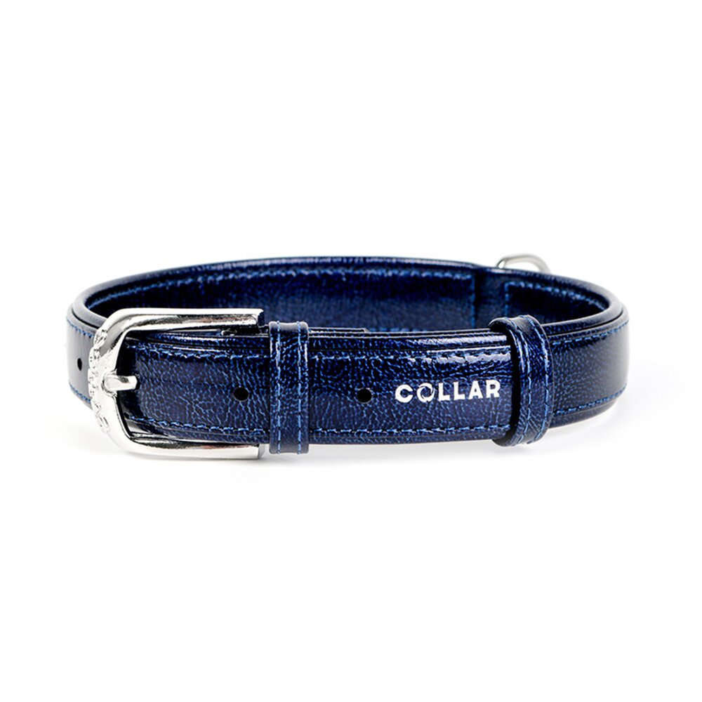 Ошейник Collar кожаный лакированный «Brilliance» (Бриллианс) 27-36 см / 15 мм (синий) Ошейник Collar кожаный лакированный «Brilliance» (Бриллианс) 27-36 см / 15 мм (синий)