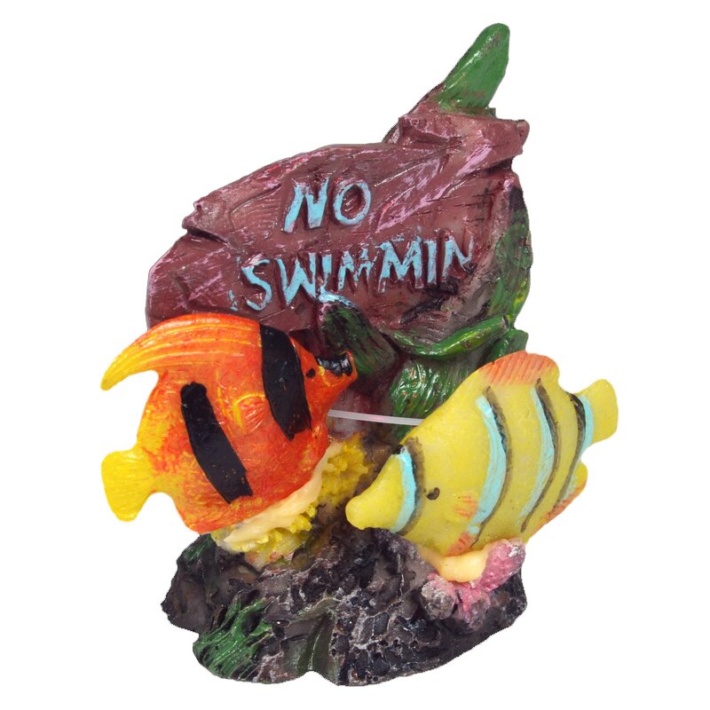 Декорация для аквариума KW Zone King's Рыбки с табличкой «No Swimming» 5,5 x 4 x 6 см (пластик)