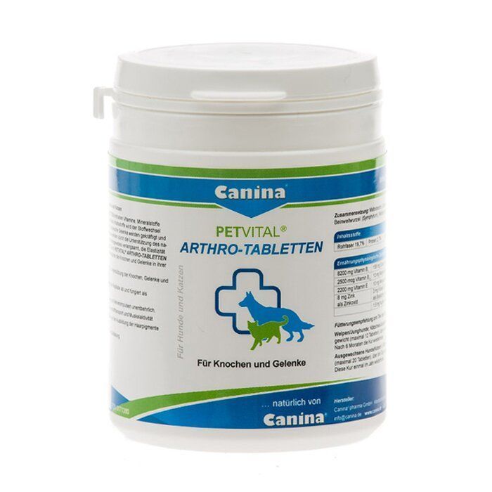 Добавка для котів та собак Canina «PETVITAL Arthro-Tabletten» 180 таблеток, 180 г (для суглобів) Добавка для котів та собак Canina «PETVITAL Arthro-Tabletten» 180 таблеток, 180 г (для суглобів)