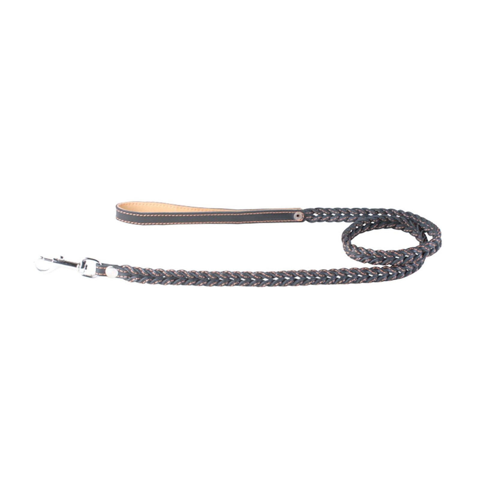 Поводок Collar кожаный с плетением двойная коса 1,22 м / 14 мм (черный, коричневый)