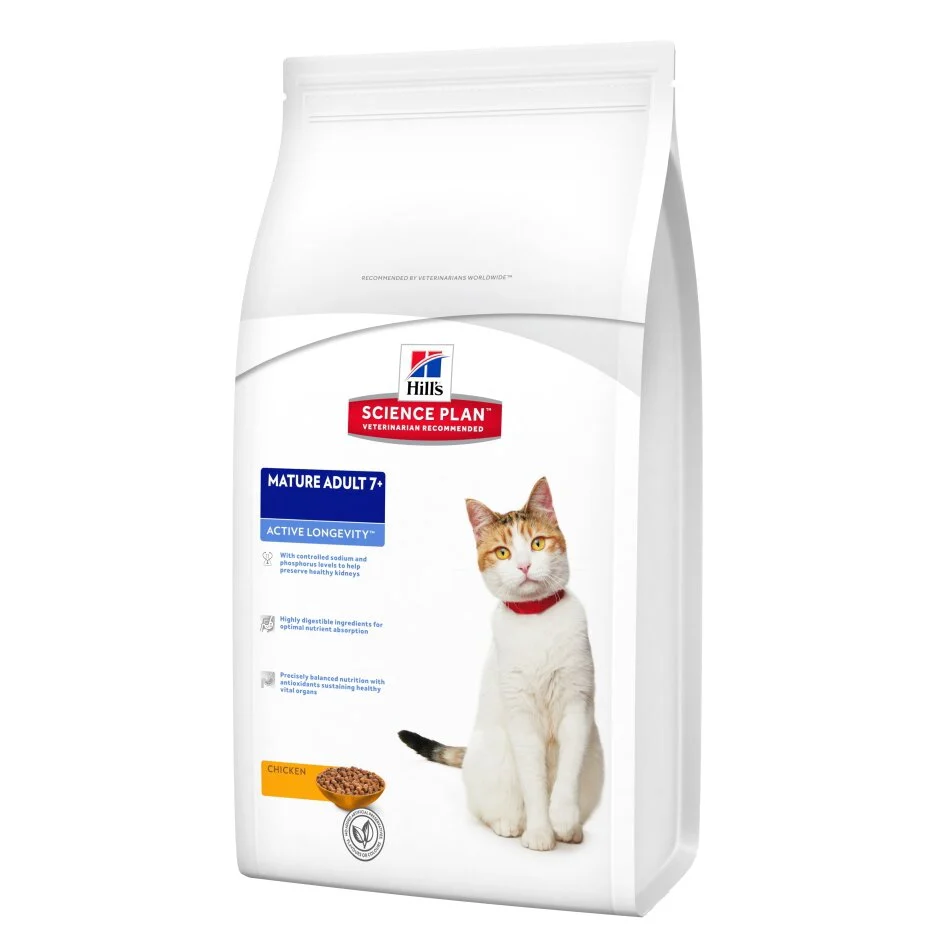 Сухой корм для пожилых кошек Hills Science Plan Feline Mature Adult 7+ Active Longevity 10 кг — курица Сухой корм для пожилых кошек Hills Science Plan Feline Mature Adult 7+ Active Longevity 10 кг — курица