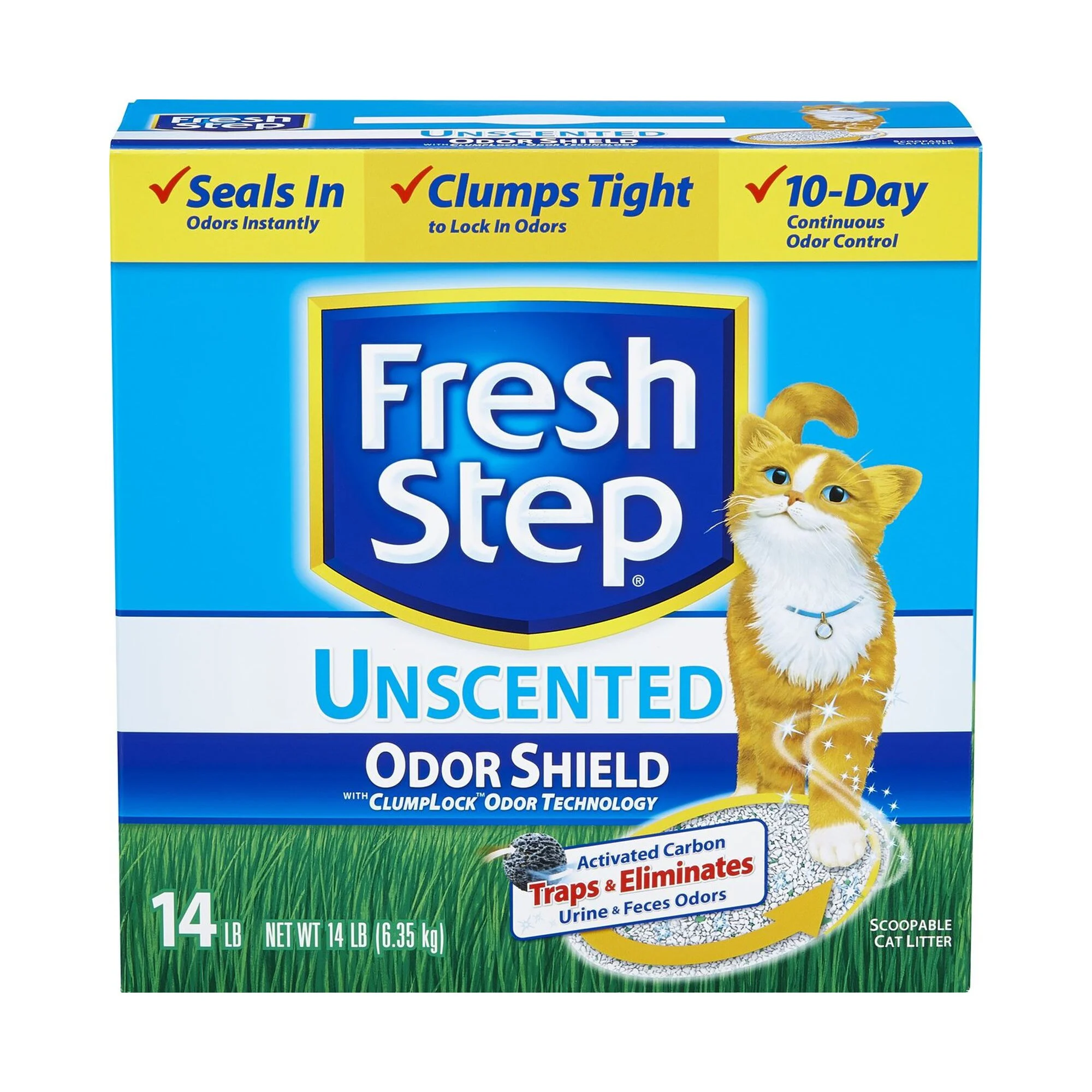 Бентонитовый наполнитель для кошачьего туалета Fresh Step Odor Shield Unscented 6,34 кг / 7 л