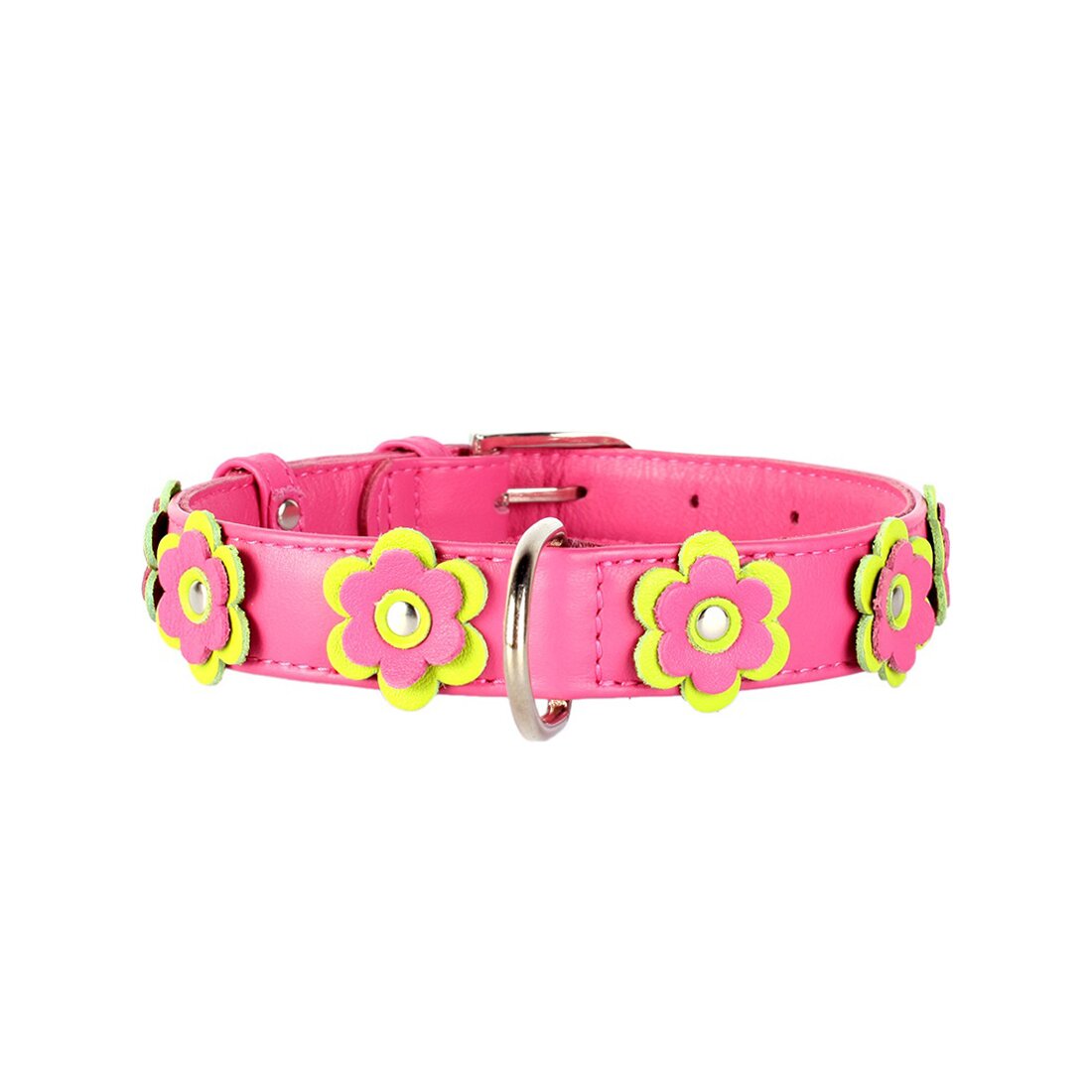 Ошейник Collar кожаный с аппликацией «Glamour» (Гламур) 19-25 см / 9 мм (розовый)