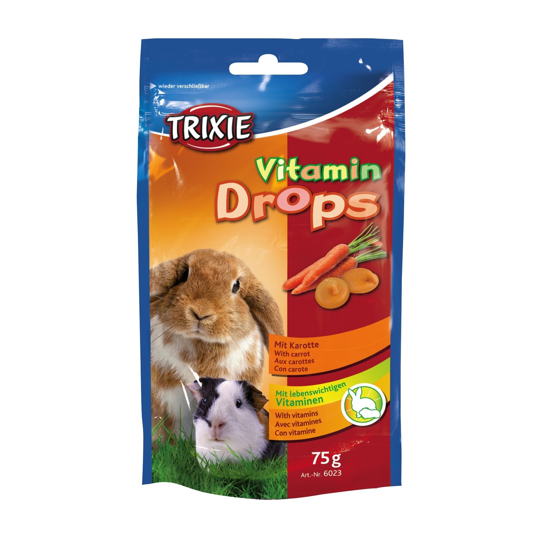 Лакомства для кроликов и морских свинок Trixie «Vitamin Drops» 75 г (морковь) Лакомства для кроликов и морских свинок Trixie «Vitamin Drops» 75 г (морковь)