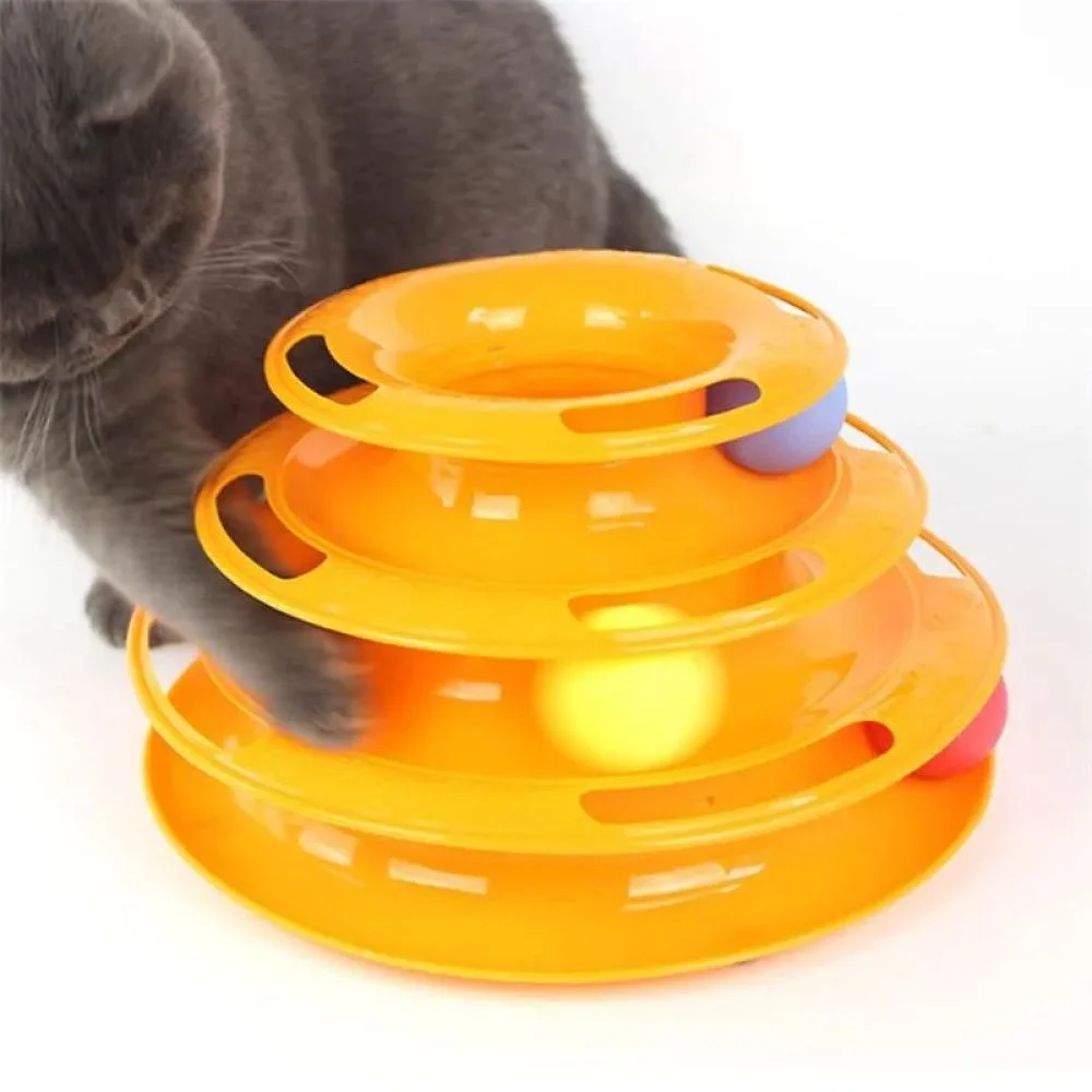 Pet Fun Гірка з м'ячиками іграшка для котів 12 см - помаранчевий Pet Fun Гірка з м'ячиками іграшка для котів 12 см - помаранчевий