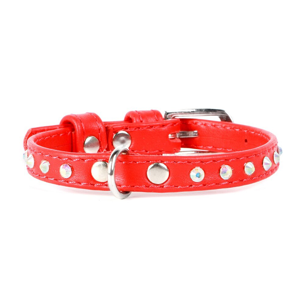 Ошейник Collar кожаный со стразами «Glamour» (Гламур) 19-25 см / 9 мм (красный) Ошейник Collar кожаный со стразами «Glamour» (Гламур) 19-25 см / 9 мм (красный)