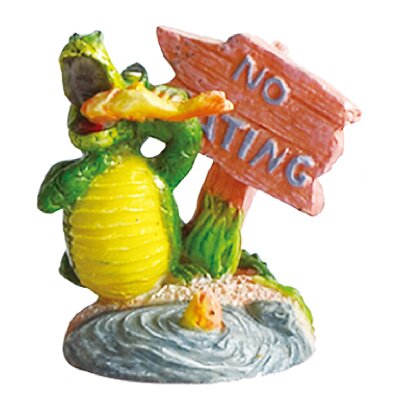 Декорация для аквариума KW Zone King's Крокодил с рыбкой и табличкой «No Eating» 5 x 5 x 6 см (пластик)