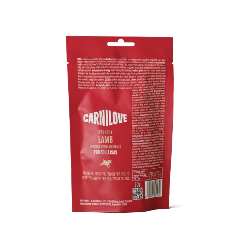 Ласощі для котів Carnilove Crunchy Snack Adult 50 г - ягня та ожина Ласощі для котів Carnilove Crunchy Snack Adult 50 г - ягня та ожина