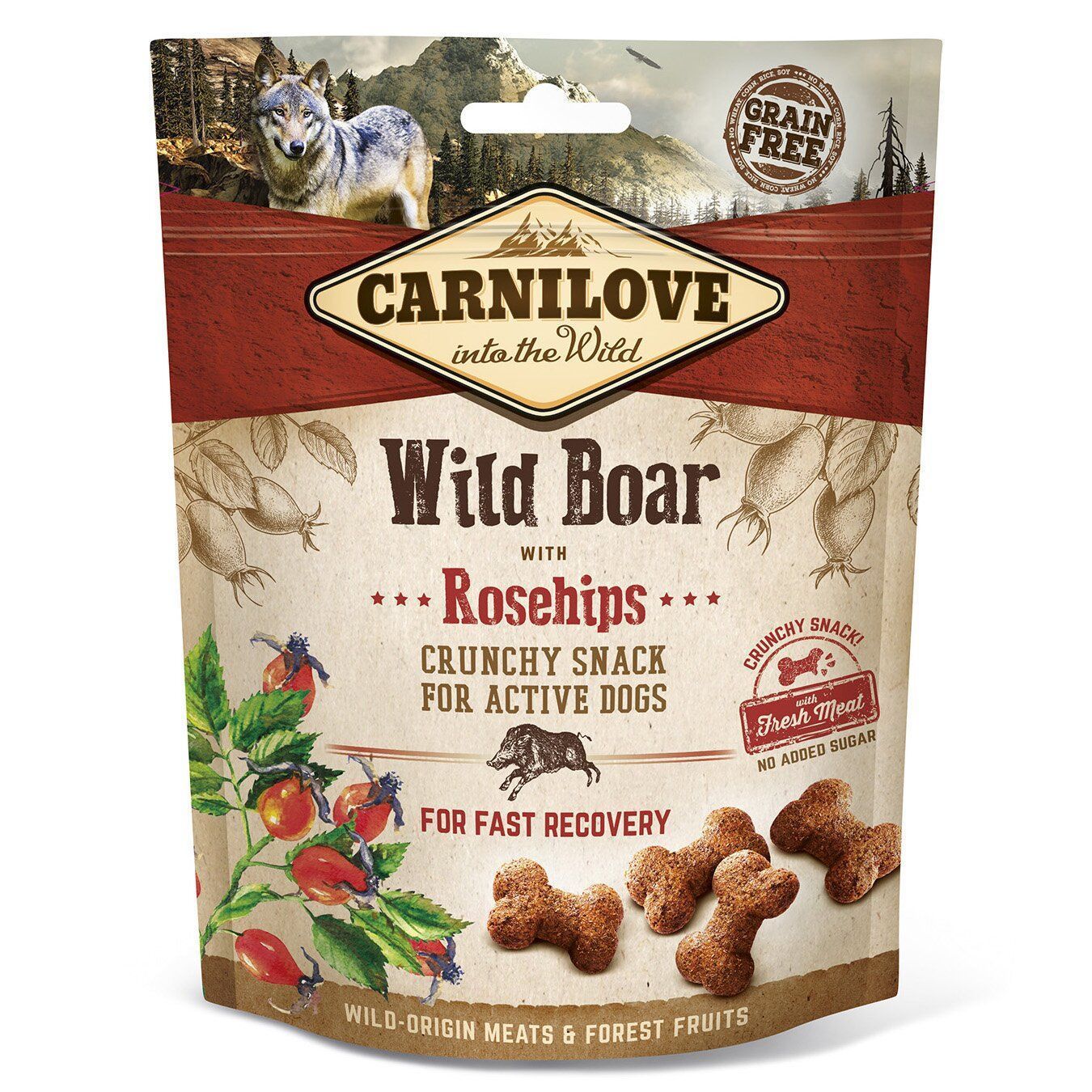 Ласощі для собак Carnilove Crunchy Snack 200 г - дикий кабан та шипшина
