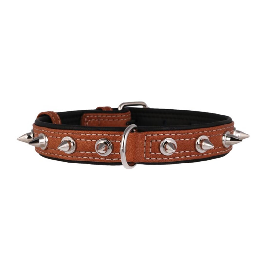 Ошейник Collar кожаный с шипами «Soft» (Софт) 46-60 см / 35 мм (коричневый)