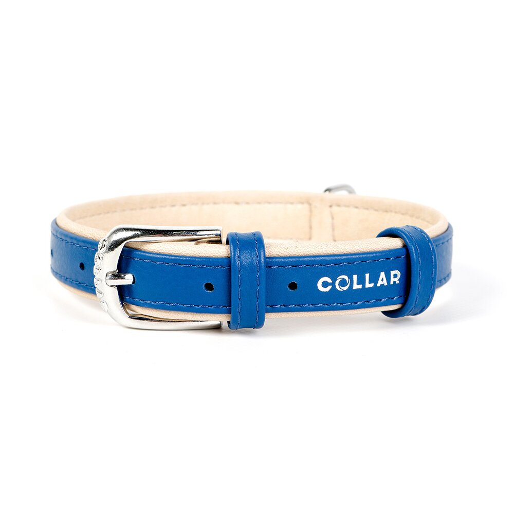 Нашийник Collar шкіряний «Brilliance» (Брілліанс) 27-36 см / 15 мм (синій, червоний, чорний)