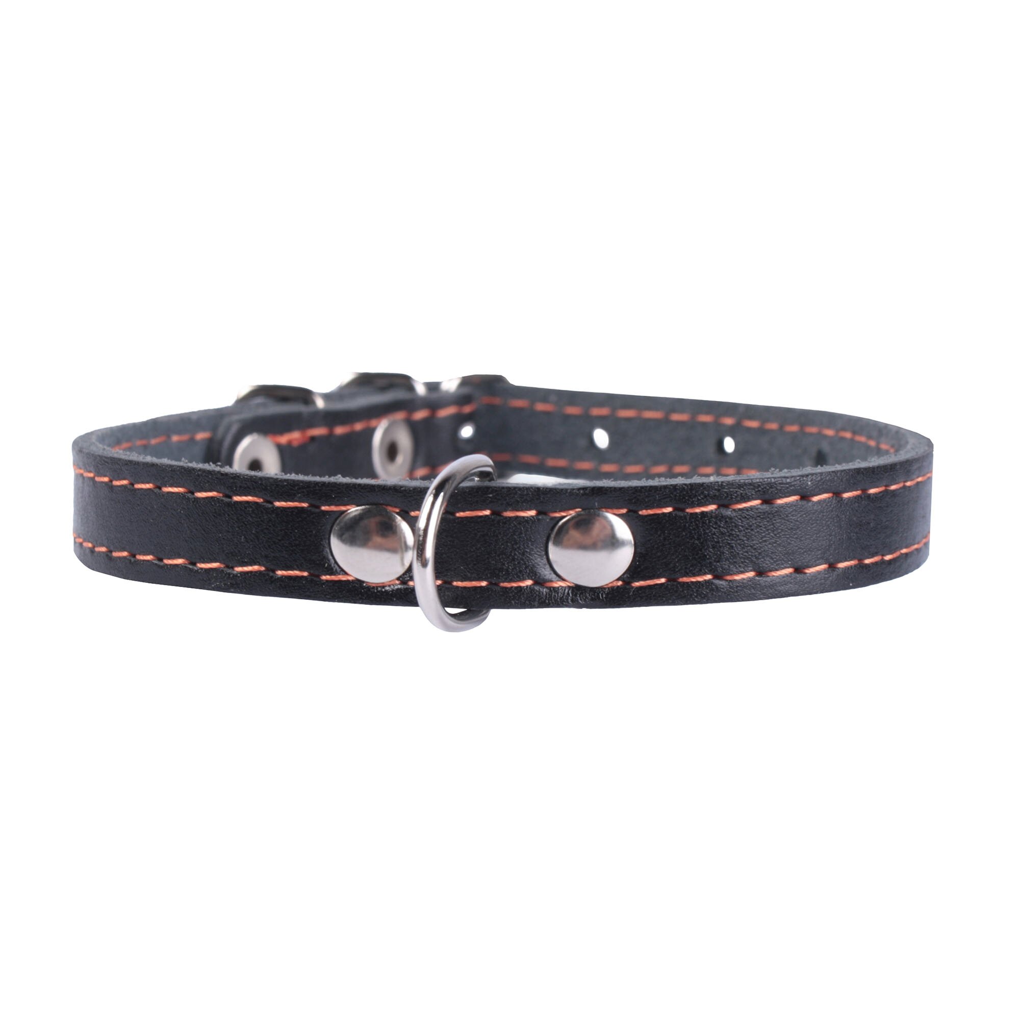 Ошейник Collar кожаный одинарный 27-35 см / 14 мм (черный)