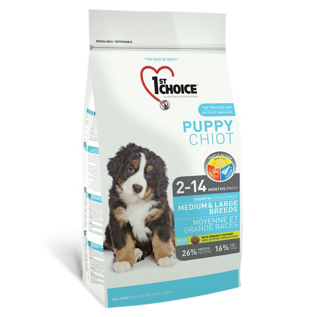 Сухой корм для щенков и молодых собак средних и крупных пород 1st Choice Puppy Medium & Large Breeds 350 г (курица)