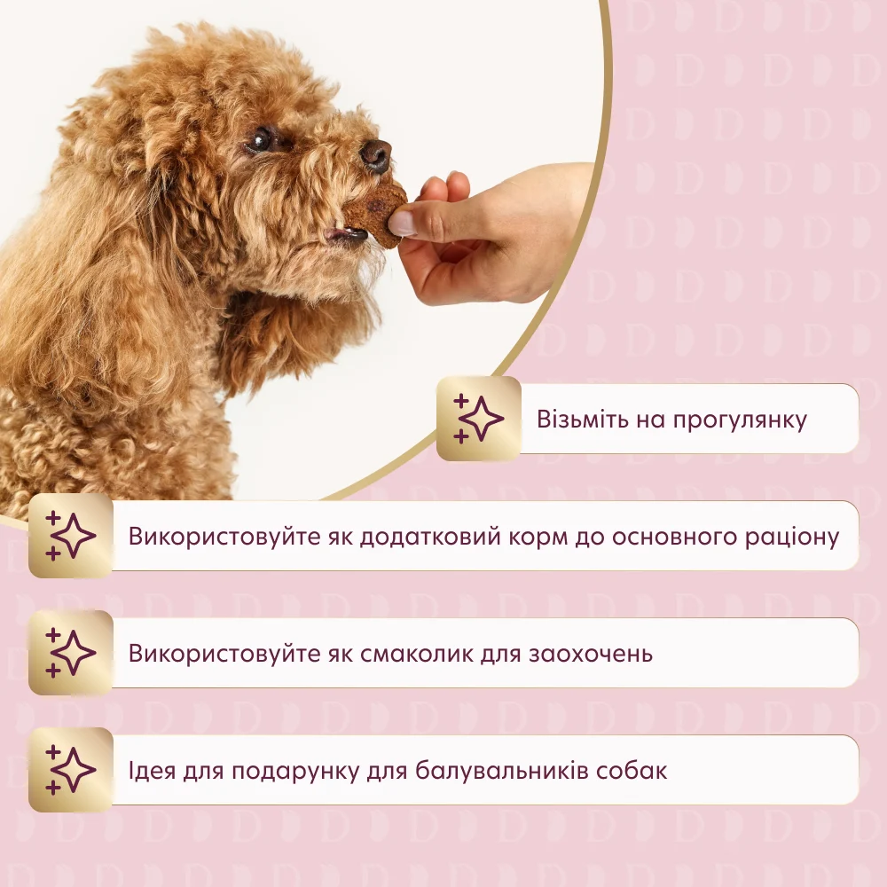 Ласощі для собак Delickcious Yummy Paws Snack Adult 80 г - індичка, морква та яблуко
