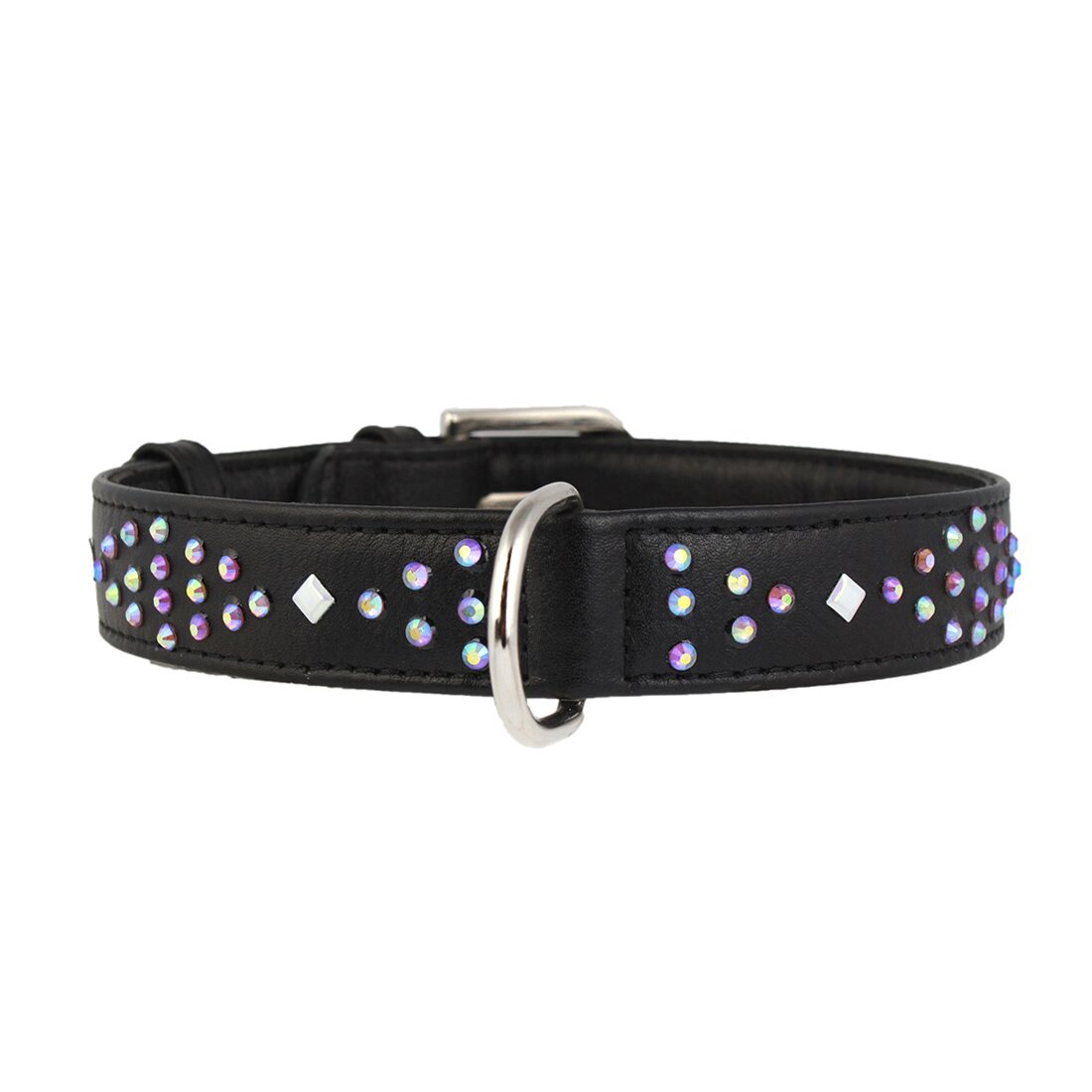Ошейник Collar кожаный с ромбами «Glamour» (Гламур) 30-39 см / 20 мм (черный)