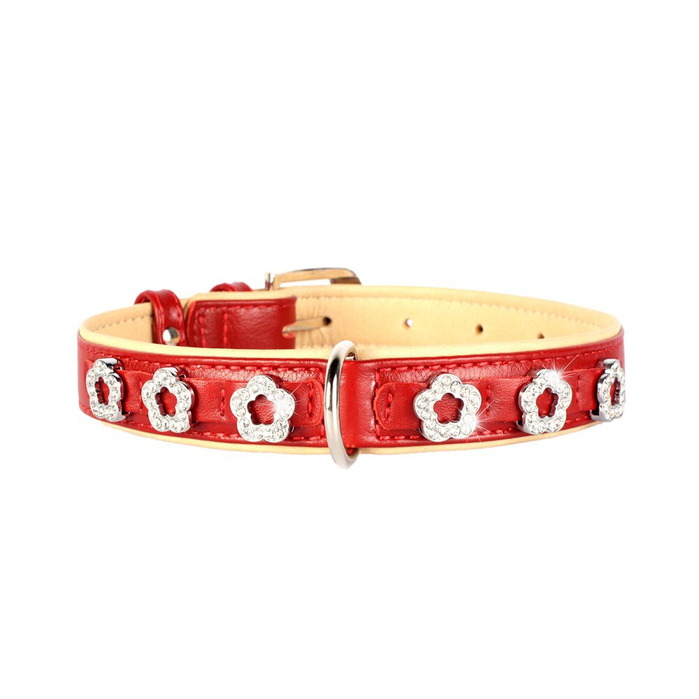 Ошейник Collar кожаный с цветочками «Brilliance» (Бриллианс) 30-39 см / 20 мм (красный, синий, черный) Ошейник Collar кожаный с цветочками «Brilliance» (Бриллианс) 30-39 см / 20 мм (красный, синий, черный)