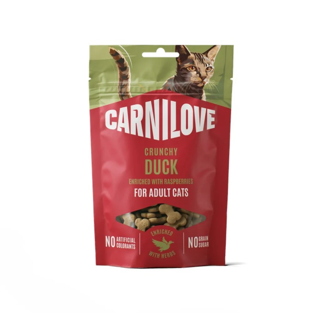 Ласощі для котів Carnilove Crunchy Snack Adult 50 г - качка та малина Ласощі для котів Carnilove Crunchy Snack Adult 50 г - качка та малина