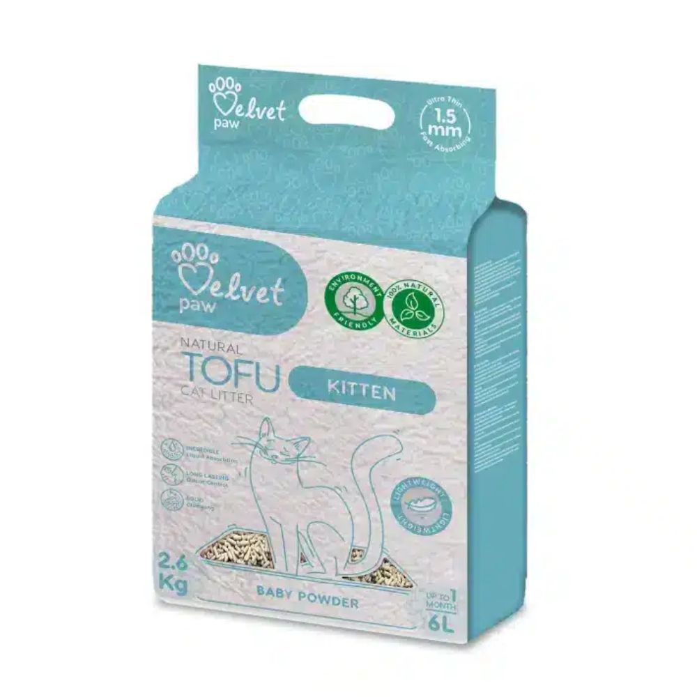 Velvet Paw TOFU Kitten наповнювач для котячого туалету 6 л - дитяча присипка Velvet Paw TOFU Kitten наповнювач для котячого туалету 6 л - дитяча присипка