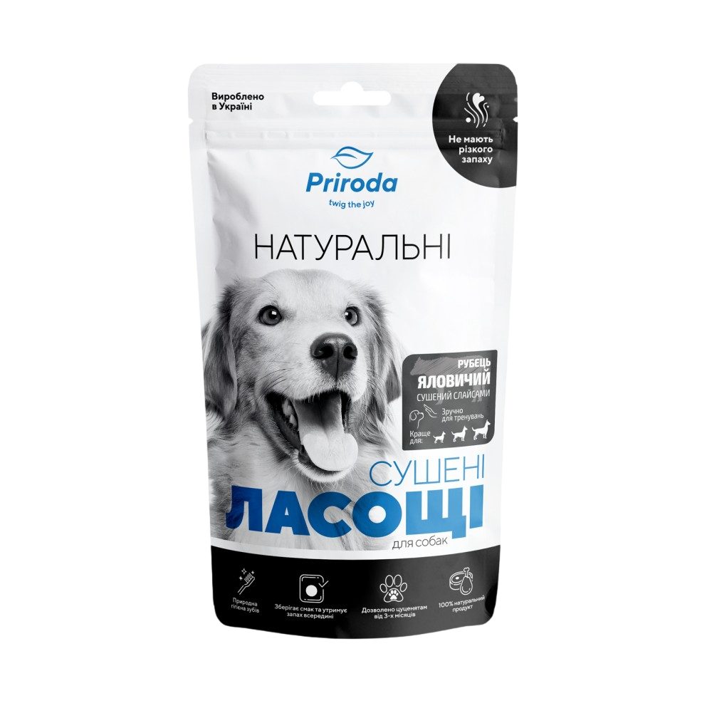 Лакомство для собак Priroda Слайсы 50 г - рубец говяжий Лакомство для собак Priroda Слайсы 50 г - рубец говяжий