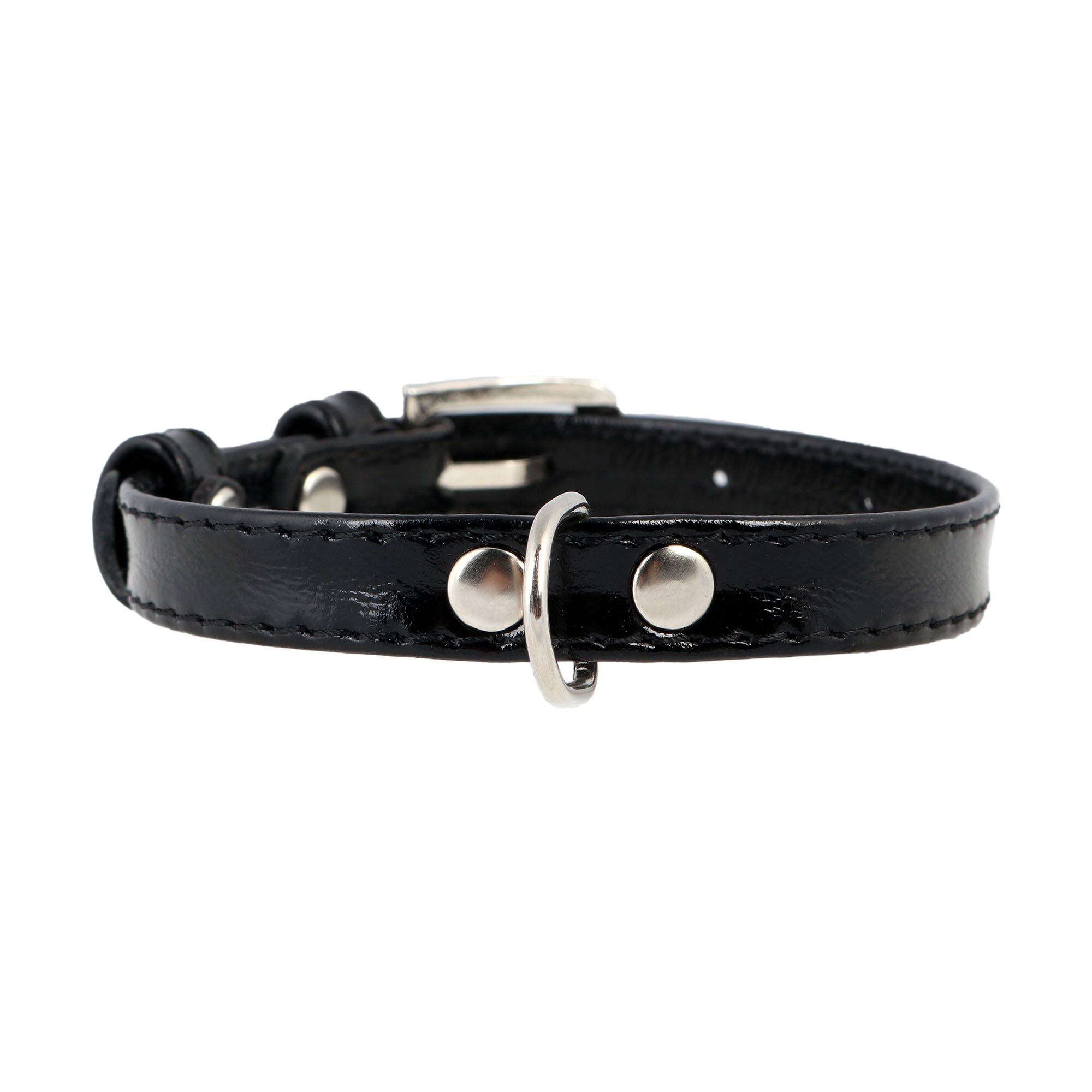 Ошейник Collar кожаный лакированный «Brilliance» (Бриллианс) 18-21 см / 9 мм (черный)