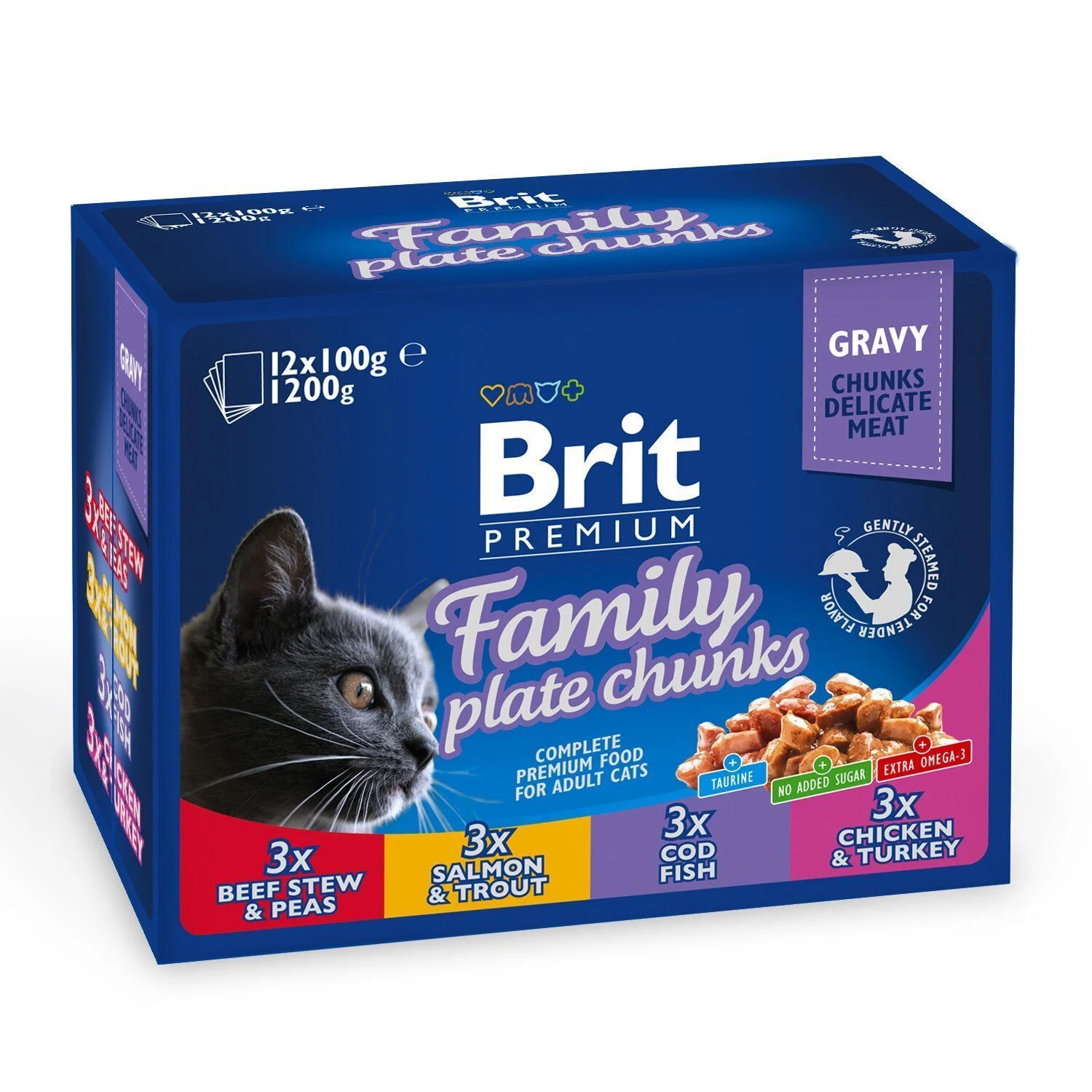 Набор влажного корма для кошек Brit Premium Cat Family Plate pouches 1200 г - ассорти
