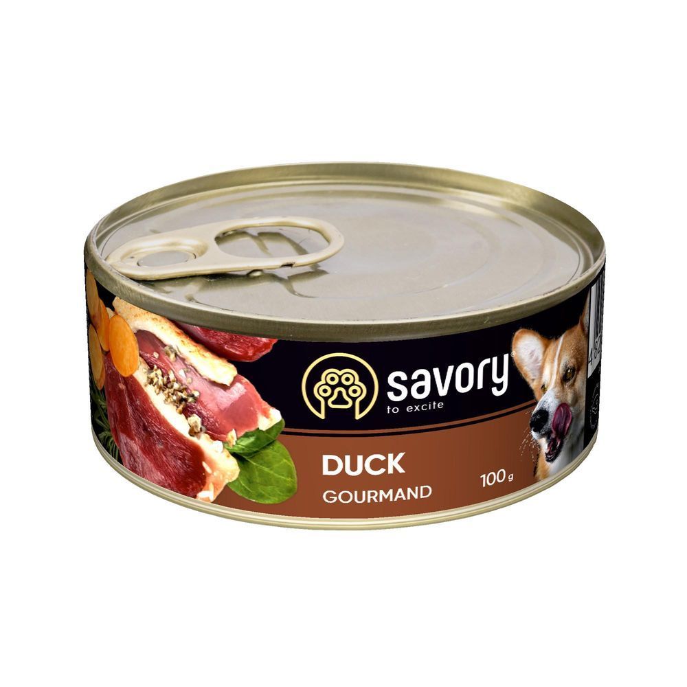 Упаковка вологого корму для собак Savory Adult 12 шт х 100 г - качка