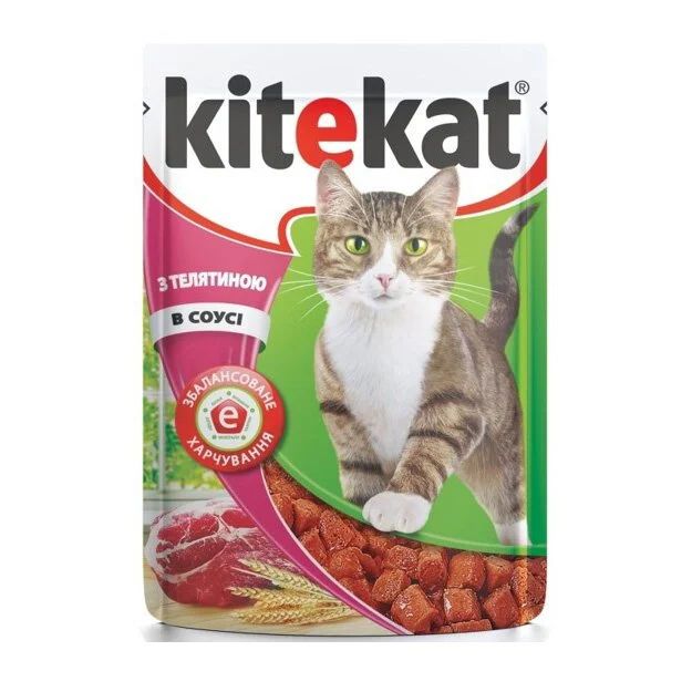 Влажный корм для кошек Kitekat 100 г — телятина в соусе