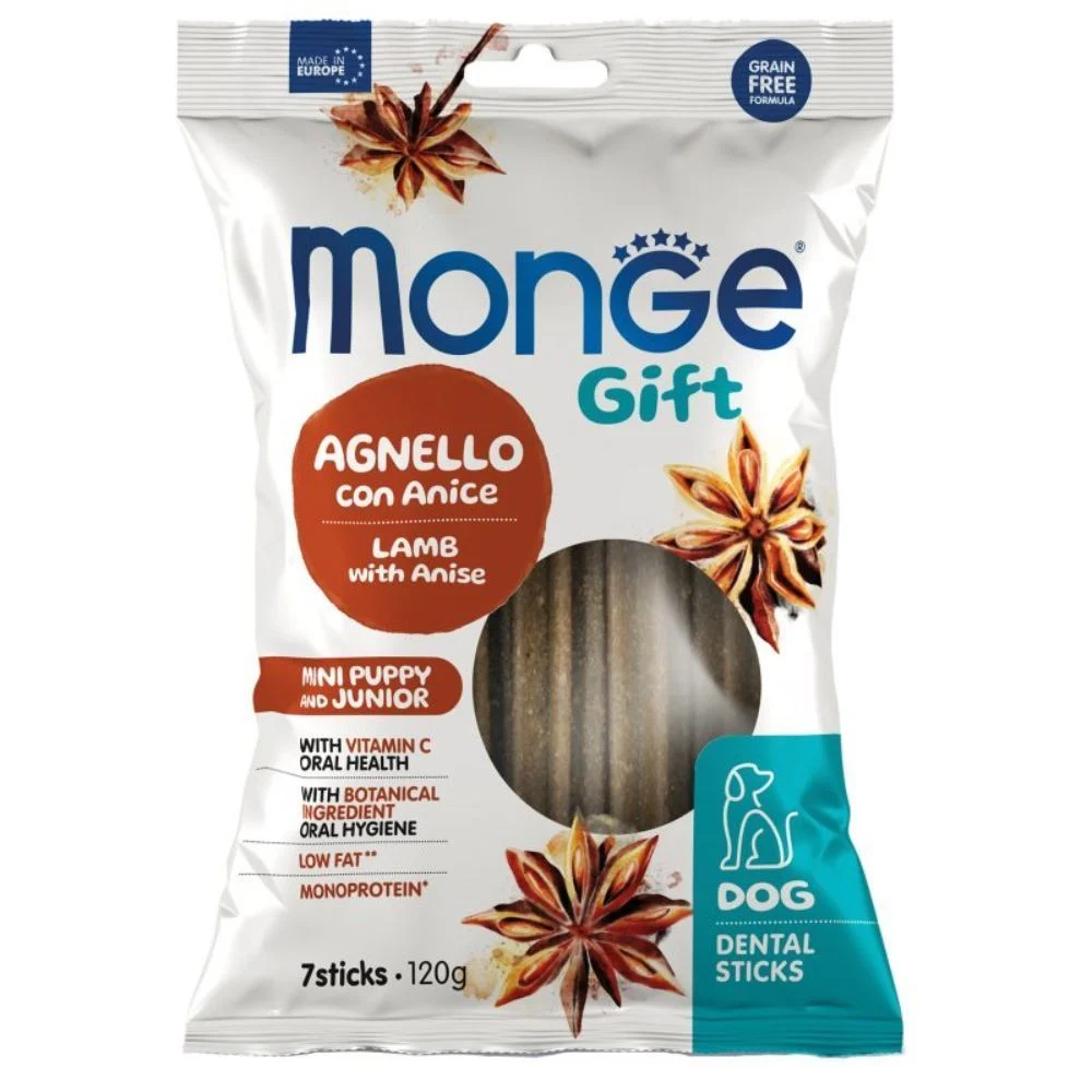 Ласощі для цуценят Monge Gift Mini Puppy and Junior 120 г - ягня та аніс